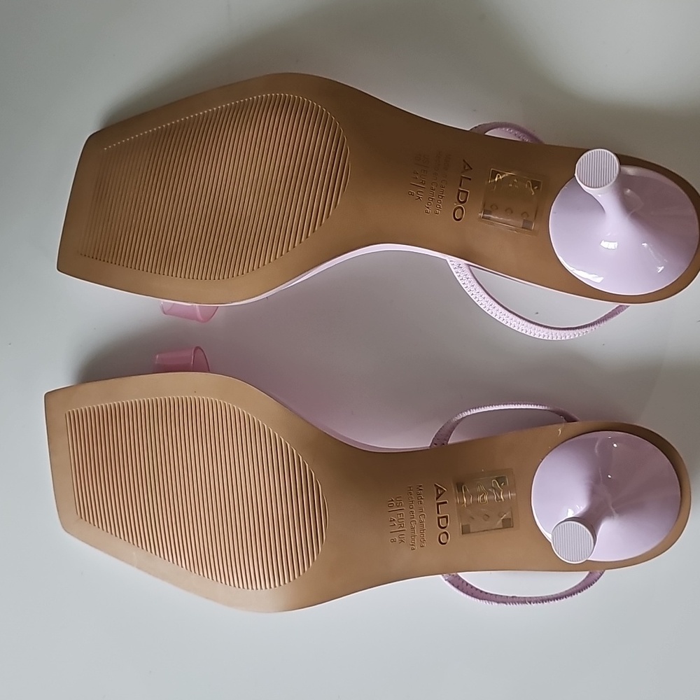 Aldo Light Pink Square-Toe Slingback Heeled Sandals - Picture 8 of 11